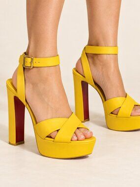 Christian Louboutin Yellow Crisscross Platform Sandals